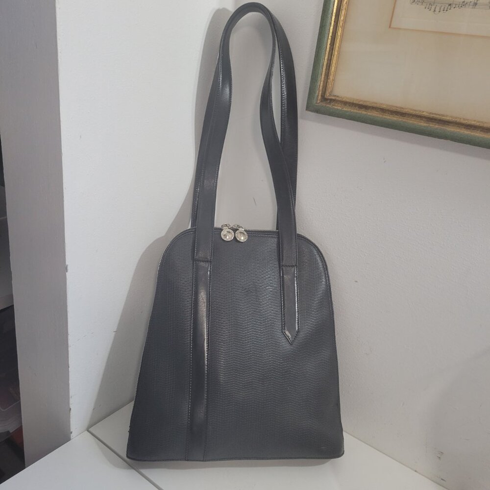 Michael Cromer Stars Leather Bucket Bag Made in Spain Black Handbag - Picture 4 of 7